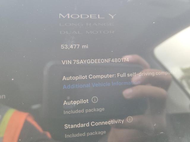 VIN 7SAYGDEE0NF480174 2022 Tesla MODEL Y no.9