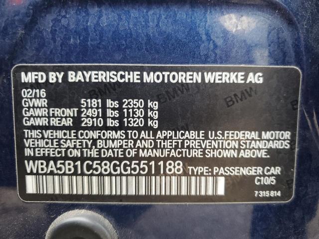 VIN WBA5B1C58GG551188 2016 BMW 5 SERIES no.12