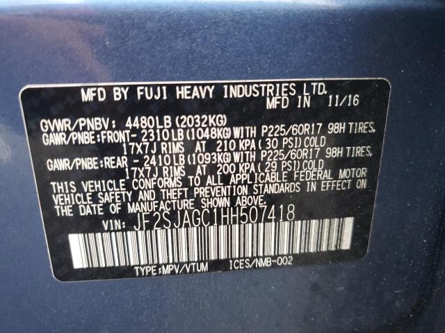 2017 SUBARU FORESTER 2 JF2SJAGC1HH507418