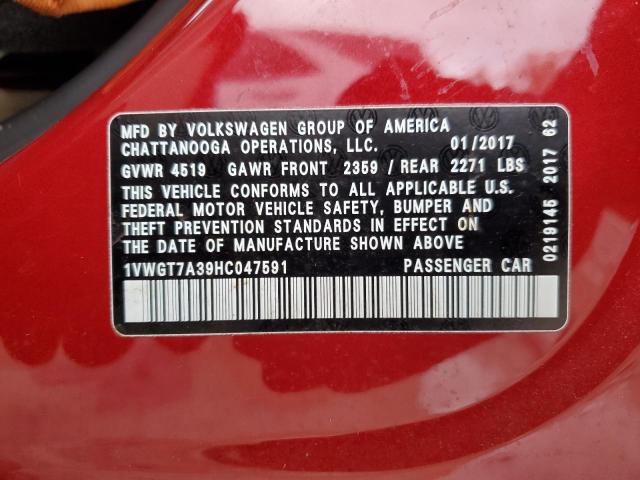2017 VOLKSWAGEN PASSAT SE - 1VWGT7A39HC047591