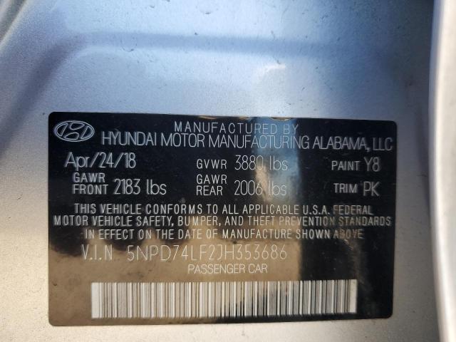 VIN 5NPD74LF2JH353686 2018 HYUNDAI ELANTRA no.13