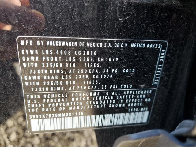2022 VOLKSWAGEN TAOS SE 3VVYX7B28NM081115