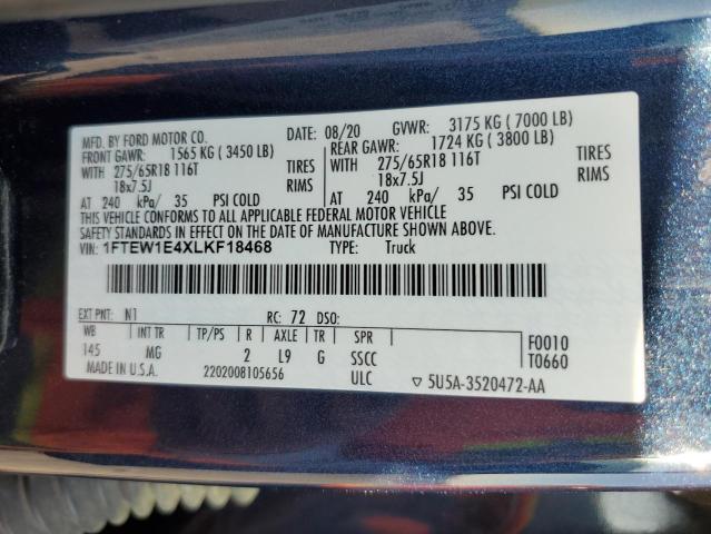 2020 FORD F150 SUPER - 1FTEW1E4XLKF18468