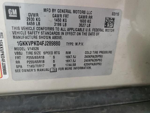 VIN 1GKKVPKD4FJ289880 2015 GMC Acadia, Sle no.13