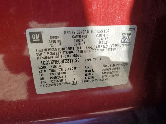 2015 CHEVROLET SILVERADO - 1GCVKREC9FZ377020