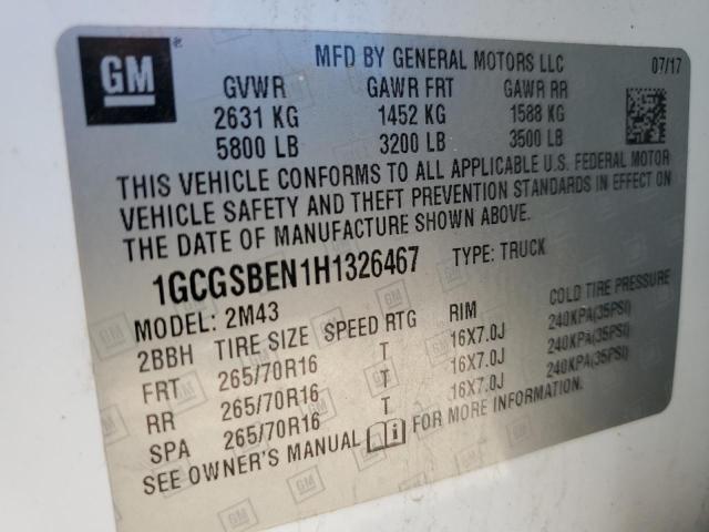 2017 CHEVROLET COLORADO - 1GCGSBEN1H1326467