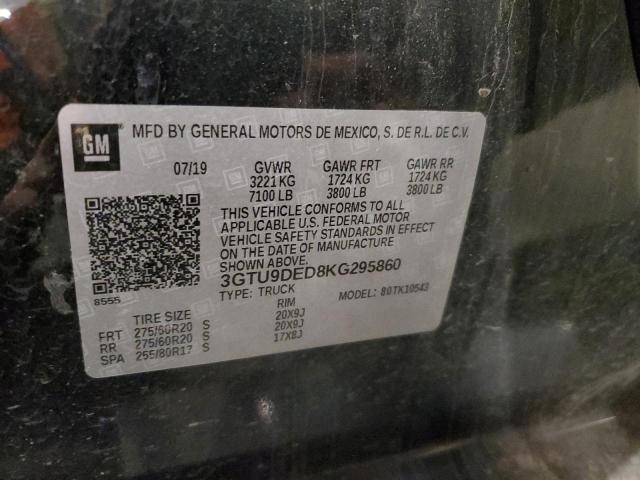 2019 GMC SIERRA K15 - 3GTU9DED8KG295860