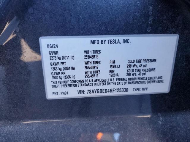 2024 TESLA MODEL Y 7SAYGDED4RF125330