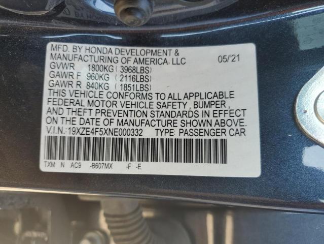 2022 HONDA INSIGHT EX - 19XZE4F5XNE000332