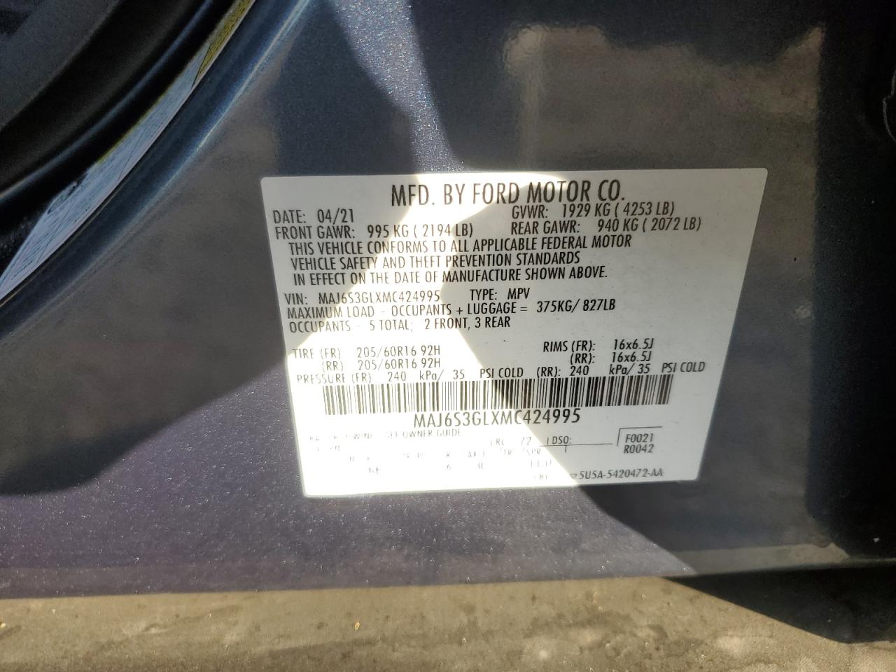 Lot #3004365820 2021 FORD ECOSPORT S