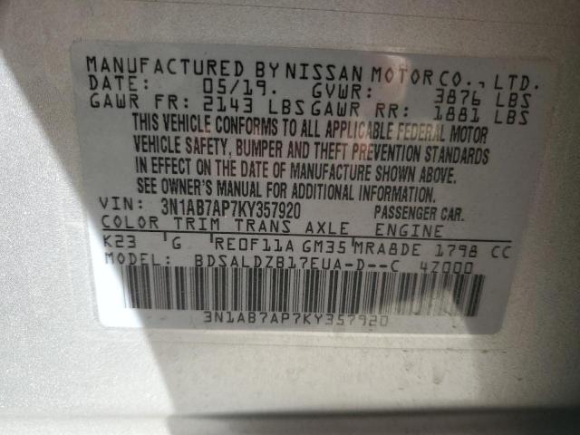 VIN 3N1AB7AP7KY357920 2019 NISSAN SENTRA no.12