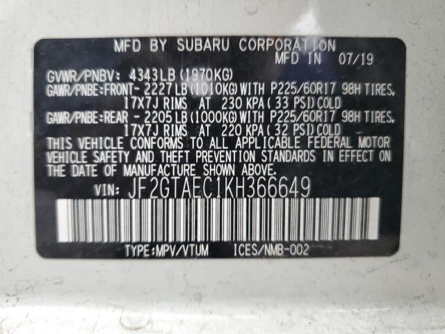 2019 SUBARU CROSSTREK - JF2GTAEC1KH366649