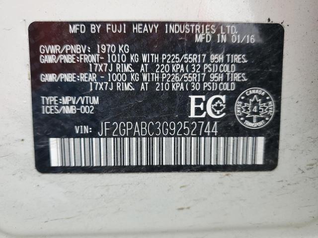 2016 SUBARU CROSSTREK - JF2GPABC3G9252744