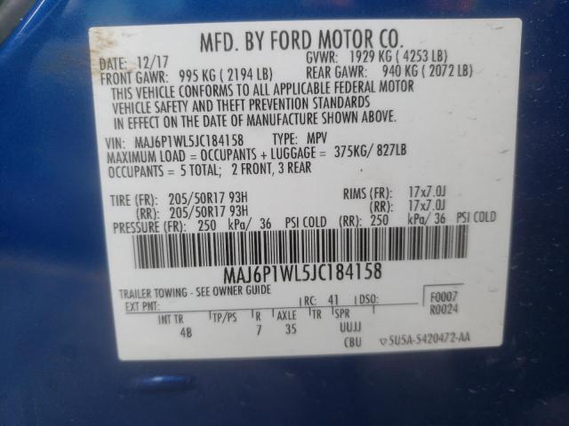 2018 FORD ECOSPORT T - MAJ6P1WL5JC184158
