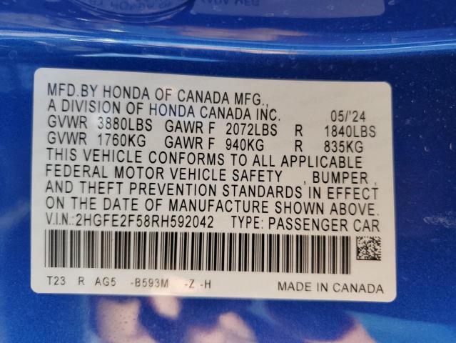 2024 HONDA CIVIC SPOR - 2HGFE2F58RH592042