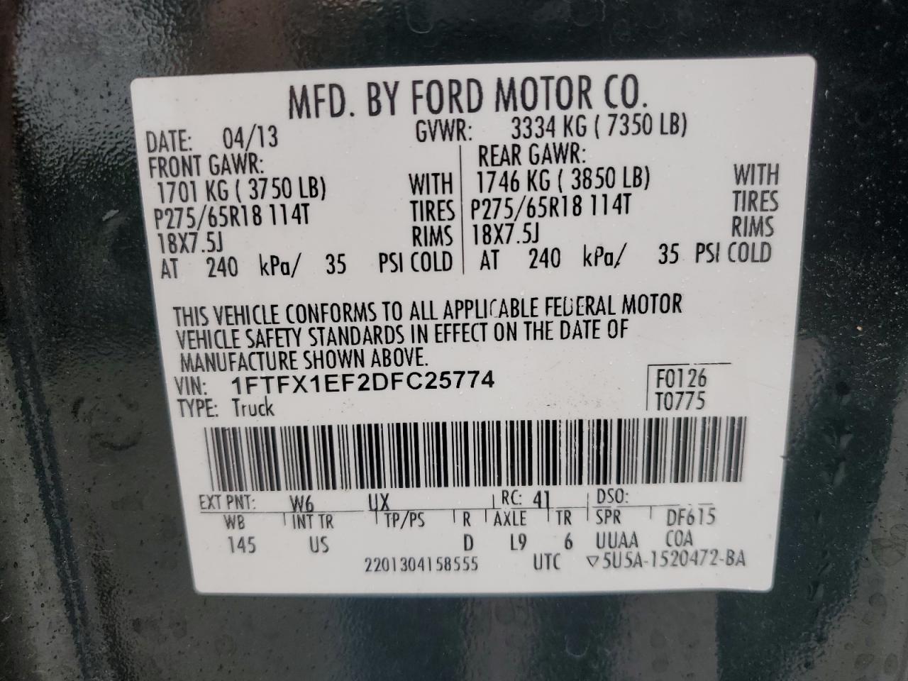 Lot #3028379782 2013 FORD F150 SUPER