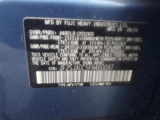 2015 SUBARU FORESTER 2 - JF2SJAGC5FH460097