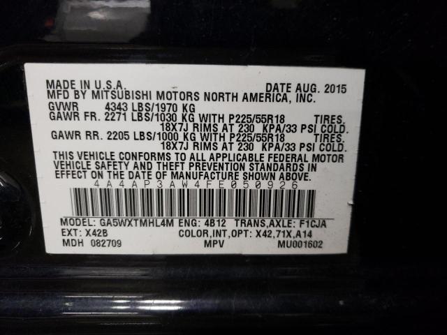 2015 MITSUBISHI OUTLANDER - 4A4AP3AW4FE050926