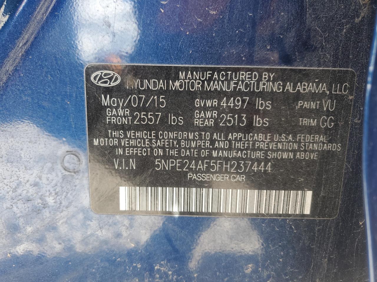 Lot #3024667635 2015 HYUNDAI SONATA SE