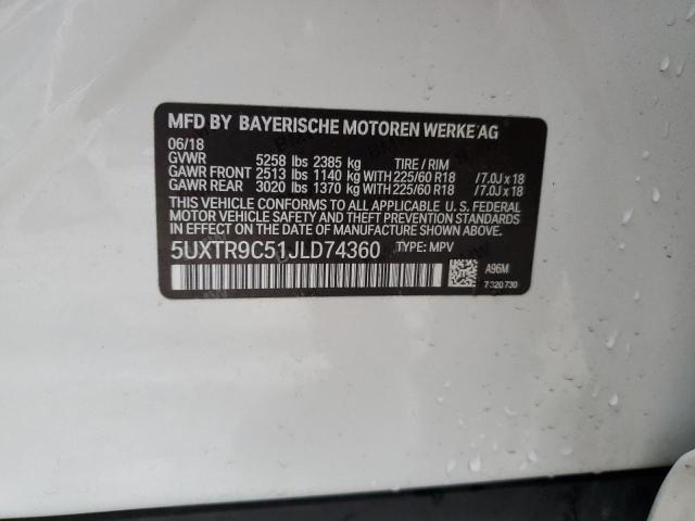 2018 BMW X3 XDRIVE3 - 5UXTR9C51JLD74360