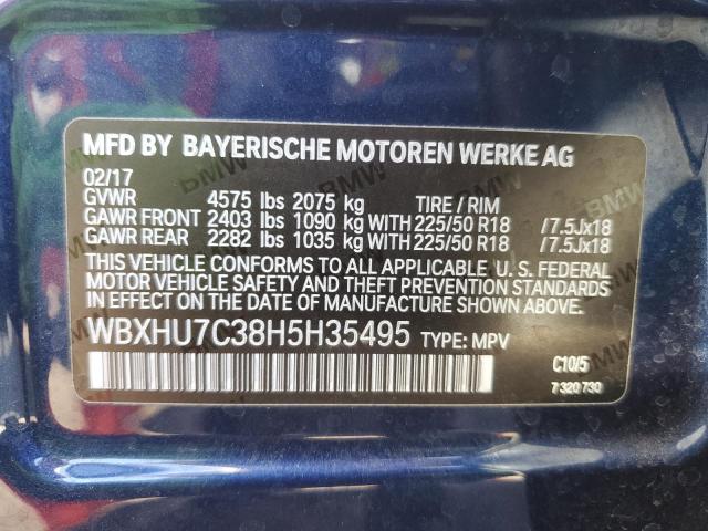 VIN WBXHU7C38H5H35495 2017 BMW X1 no.12