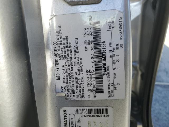 VIN 3FA6P0LU6KR261596 2019 FORD FUSION no.12