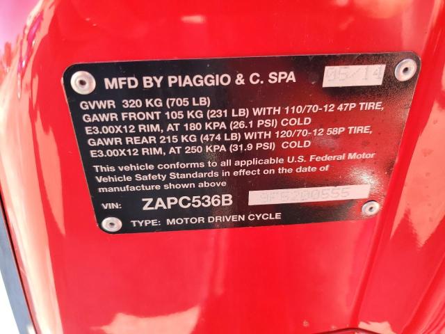 2015 VESPA PRIMAVERA ZAPC536B9F5200555