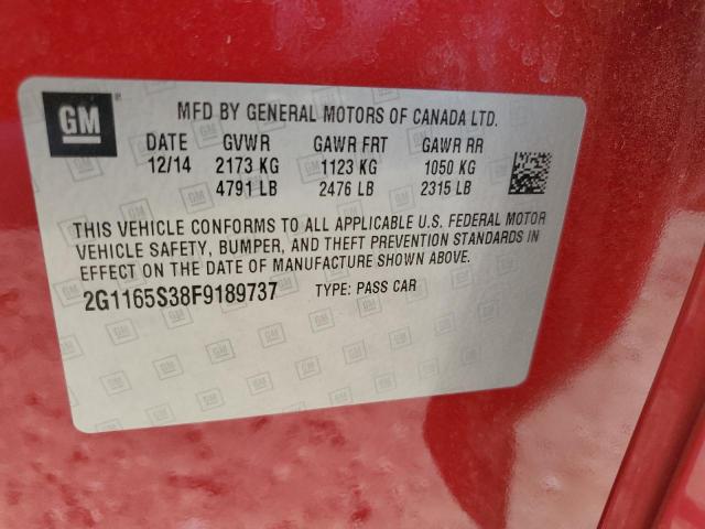 2015 CHEVROLET IMPALA LTZ 2G1165S38F9189737
