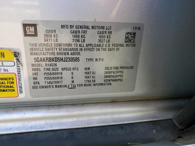 2017 BUICK ENCLAVE - 5GAKRBKD5HJ230585