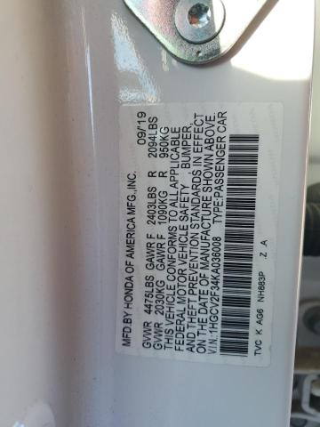 2019 HONDA ACCORD SPO - 1HGCV2F34KA036008