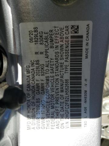 2020 HONDA CIVIC SPOR - 2HGFC2F82LH562686