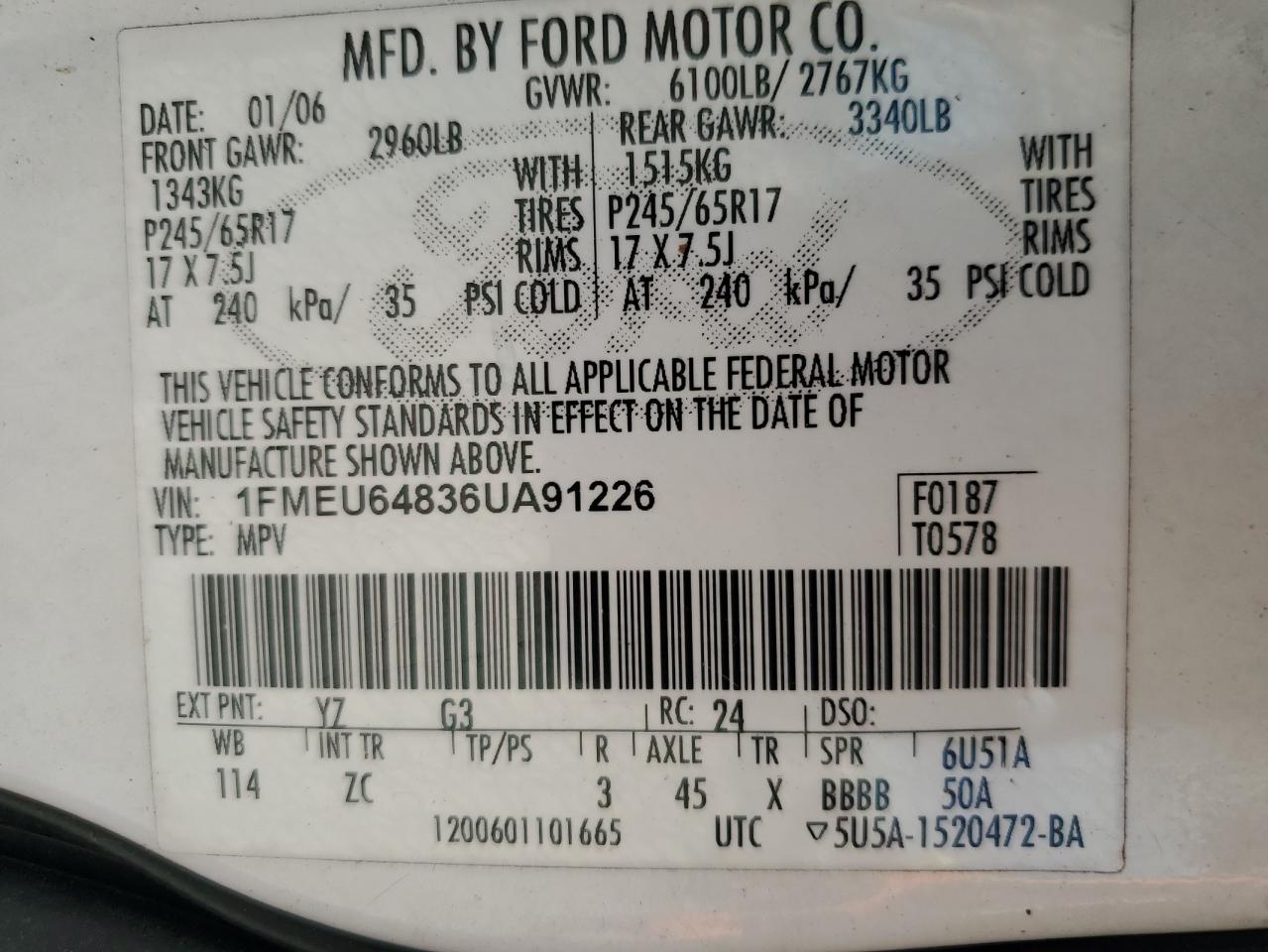 Lot #3024837422 2006 FORD EXPLORER E