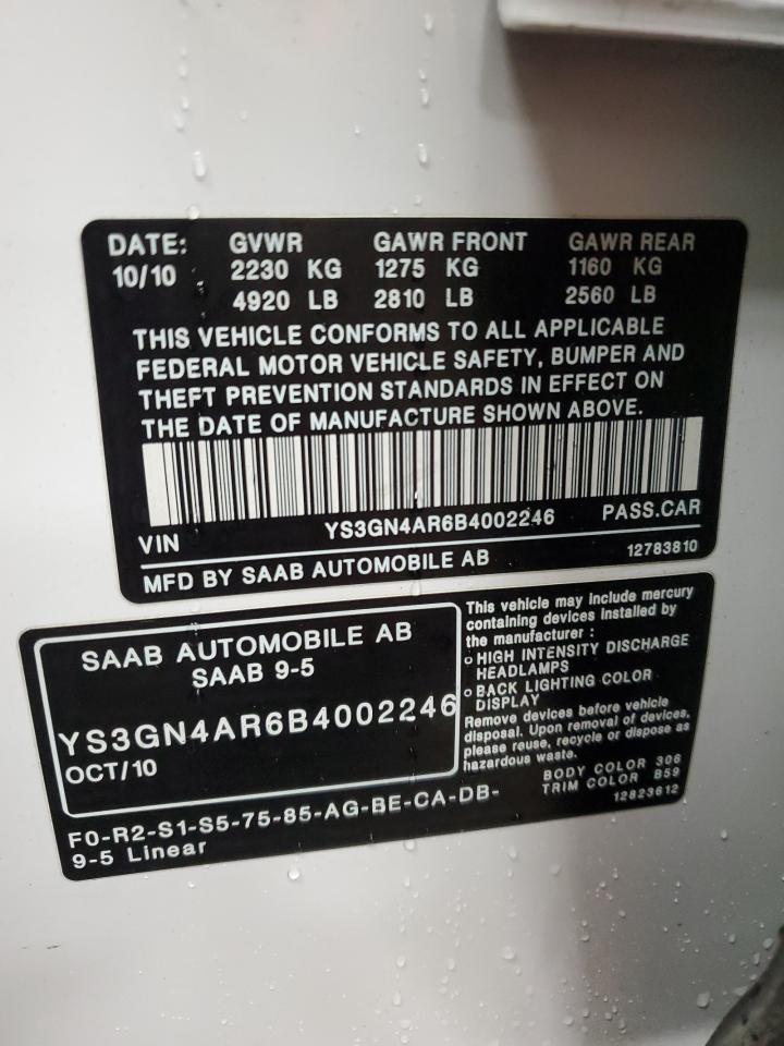 Lot #3020929711 2011 SAAB 9-5 TURBO