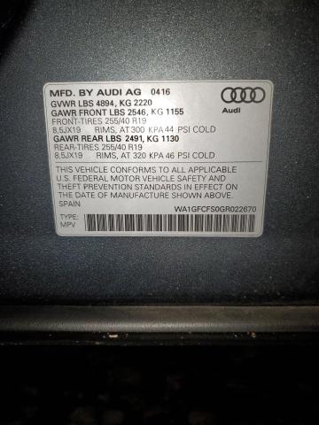 2016 AUDI Q3 PRESTIG - WA1GFCFS0GR022670