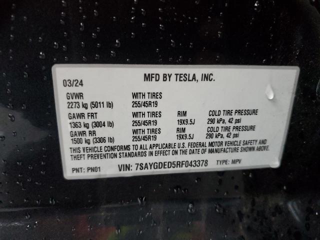 VIN 7SAYGDED5RF043378 2024 TESLA MODEL Y no.13