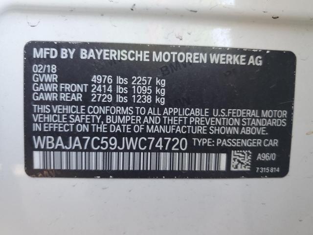 VIN WBAJA7C59JWC74720 2018 BMW 5 SERIES no.12