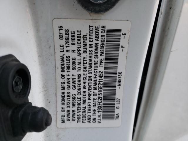 2016 HONDA CIVIC LX - 19XFC2F51GE211452