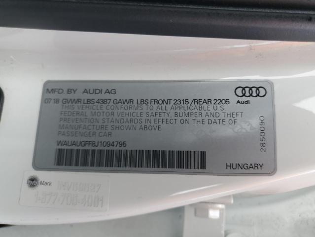 VIN WAUAUGFF8J1094795 2018 AUDI A3 no.12