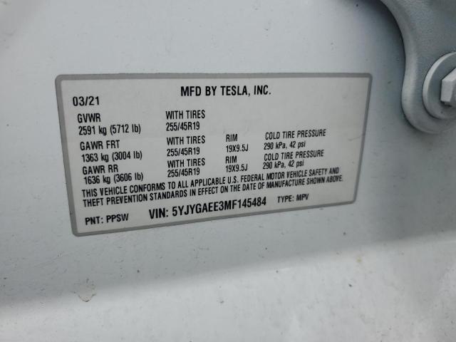 2021 TESLA MODEL Y - 5YJYGAEE3MF145484