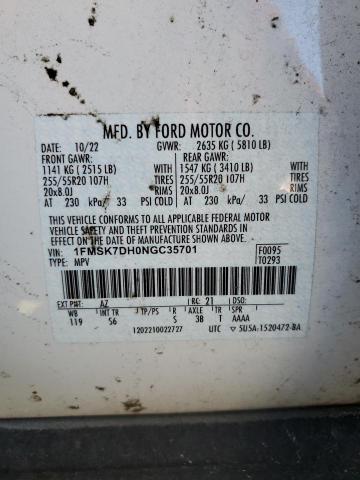 2022 FORD EXPLORER X - 1FMSK7DH0NGC35701