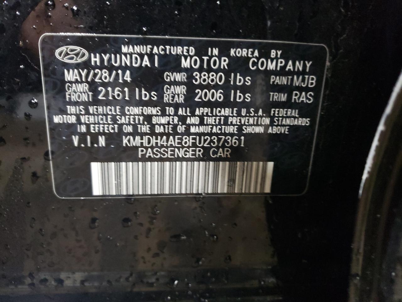 Lot #3009114276 2015 HYUNDAI ELANTRA SE