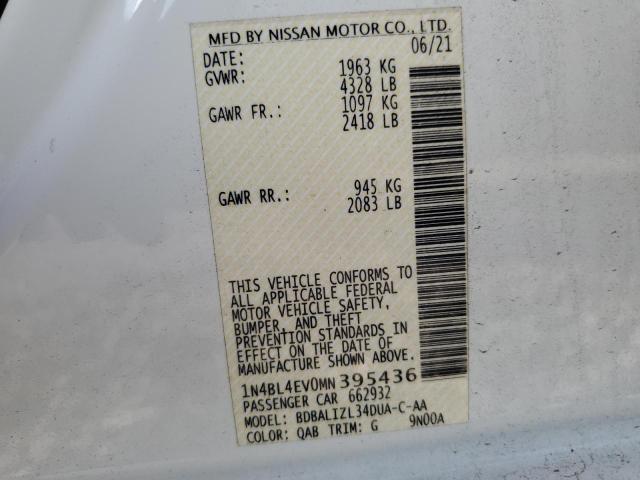 2021 NISSAN ALTIMA SL - 1N4BL4EV0MN395436