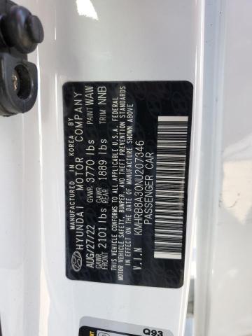 2022 HYUNDAI VENUE SE - KMHRB8A30NU207346