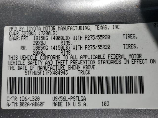 2015 TOYOTA TUNDRA CRE - 5TFHW5F17FX484943
