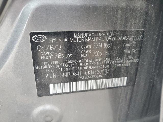 VIN 5NPD84LF0KH420087 2019 HYUNDAI ELANTRA no.12