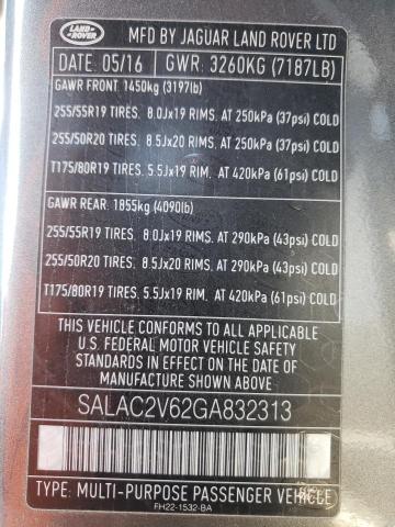 2016 LAND ROVER LR4 - SALAC2V62GA832313