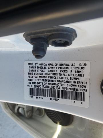 2021 HONDA CIVIC EX - 19XFC1F37ME000194