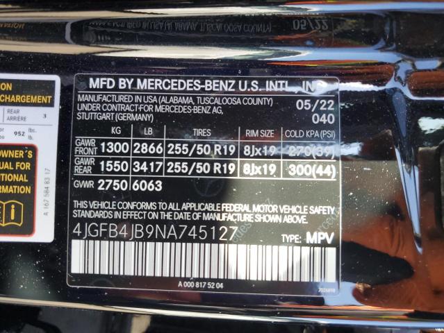 VIN 4JGFB4JB9NA745127 2022 MERCEDES-BENZ GLE-CLASS no.12