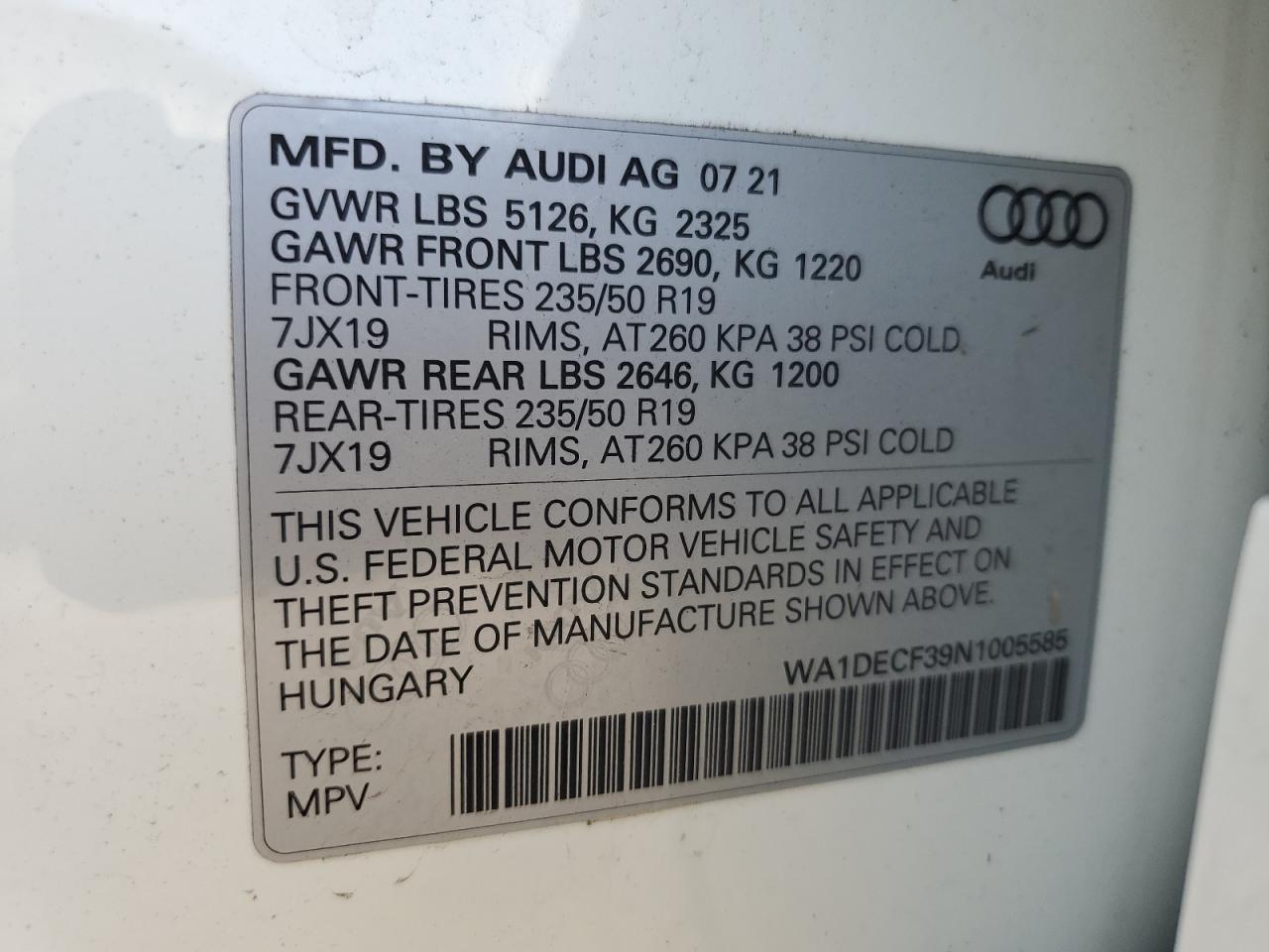 Lot #2976946582 2022 AUDI Q3 PREMIUM