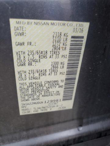 2016 NISSAN MURANO S - 5N1AZ2MG6GN129981